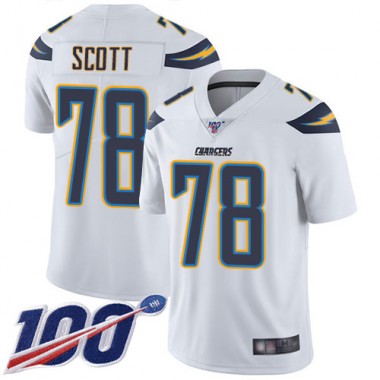 Los Angeles Chargers NFL Football Trent Scott White Jersey Youth Limited  #78 Road 100th Season Vapor Untouchable